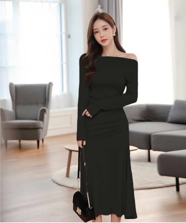Long sleeve temperament long dress spring dress