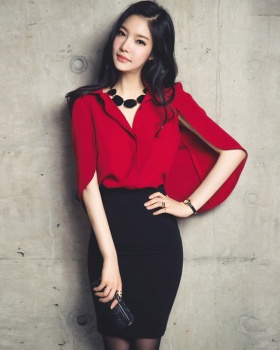 Slim package hip skirt spring and summer light shirt 2pcs set