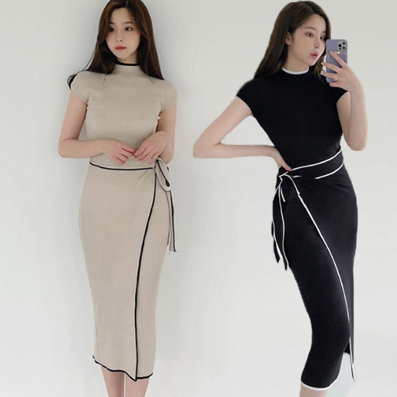 Knitted dress ladies long dress for women