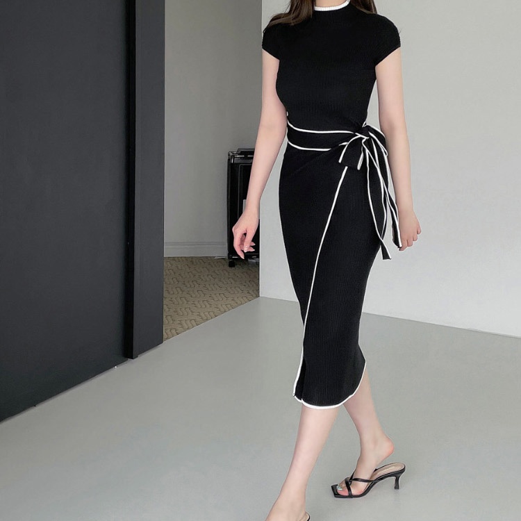 Knitted dress ladies long dress for women