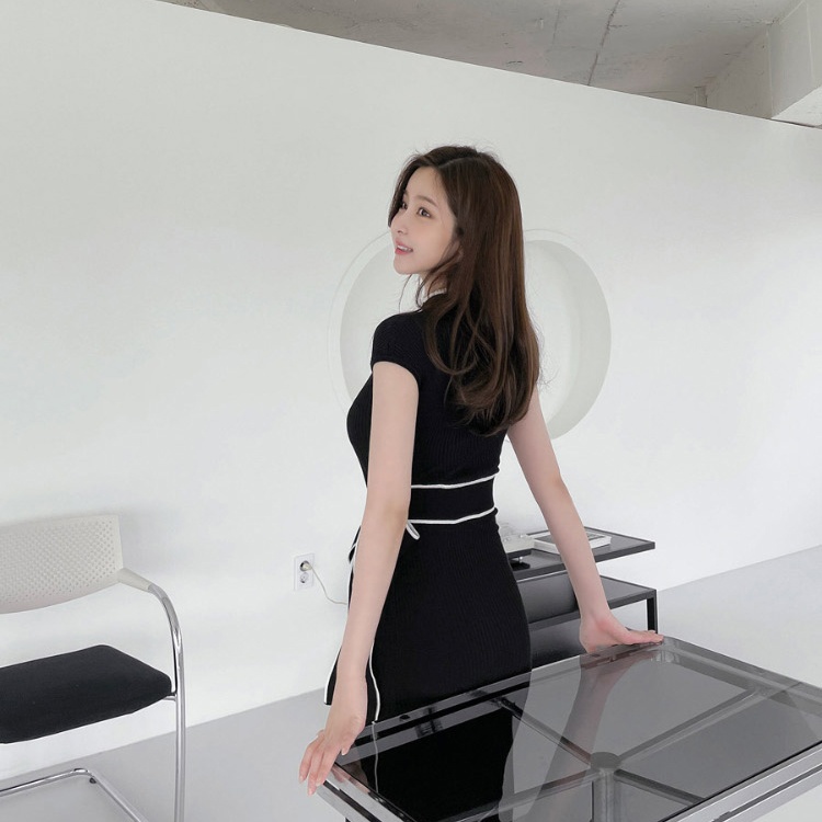 Knitted dress ladies long dress for women