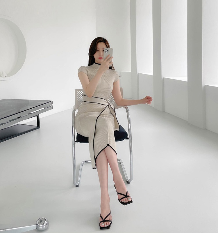 Knitted dress ladies long dress for women