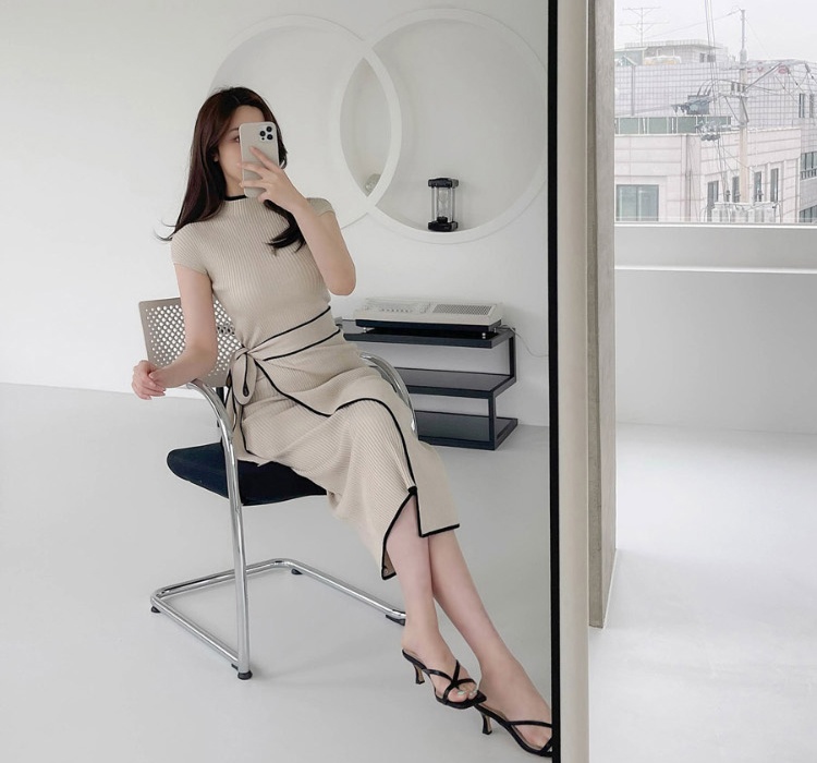 Knitted dress ladies long dress for women