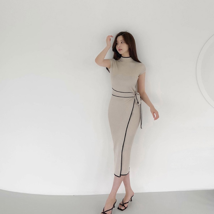 Knitted dress ladies long dress for women