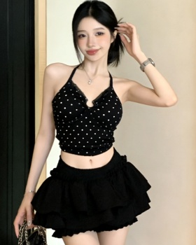 Slim halter culottes bandage sling tops 2pcs set for women
