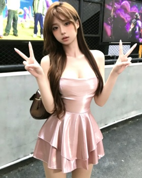 Bandage short halter pink sling dress for women