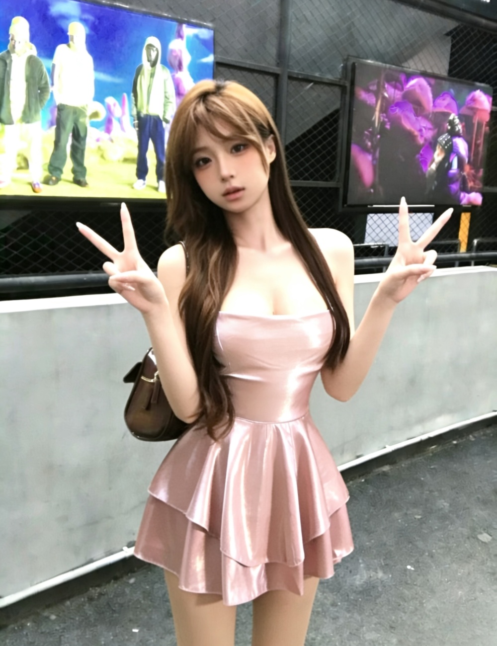 Bandage short halter pink sling dress for women