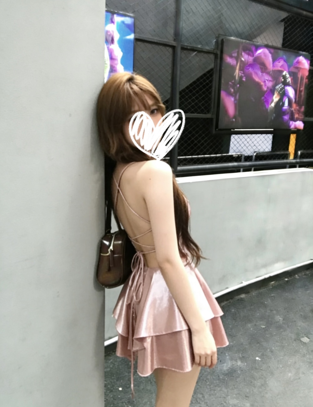 Bandage short halter pink sling dress for women