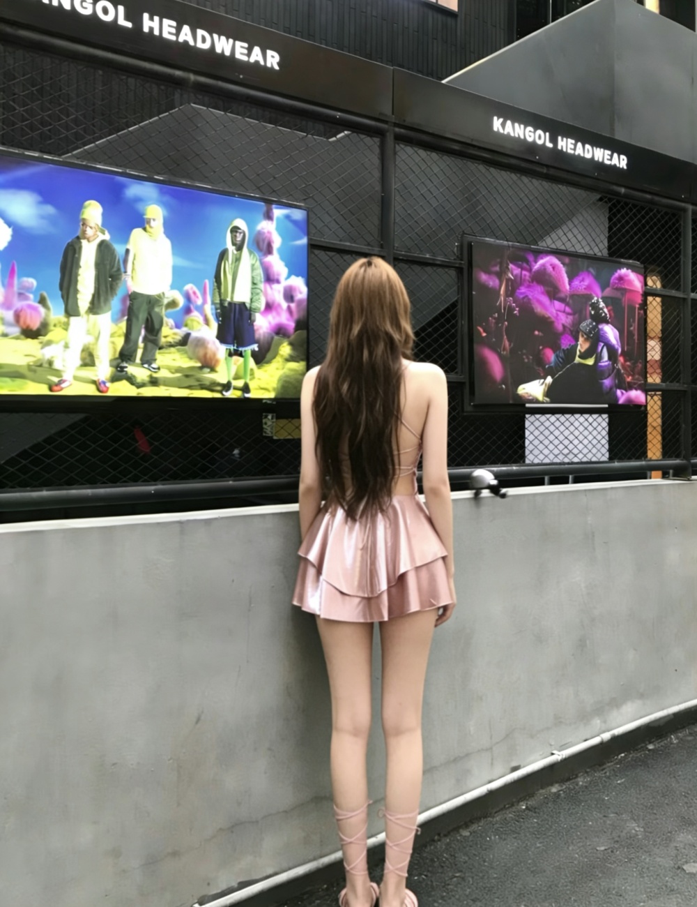 Bandage short halter pink sling dress for women