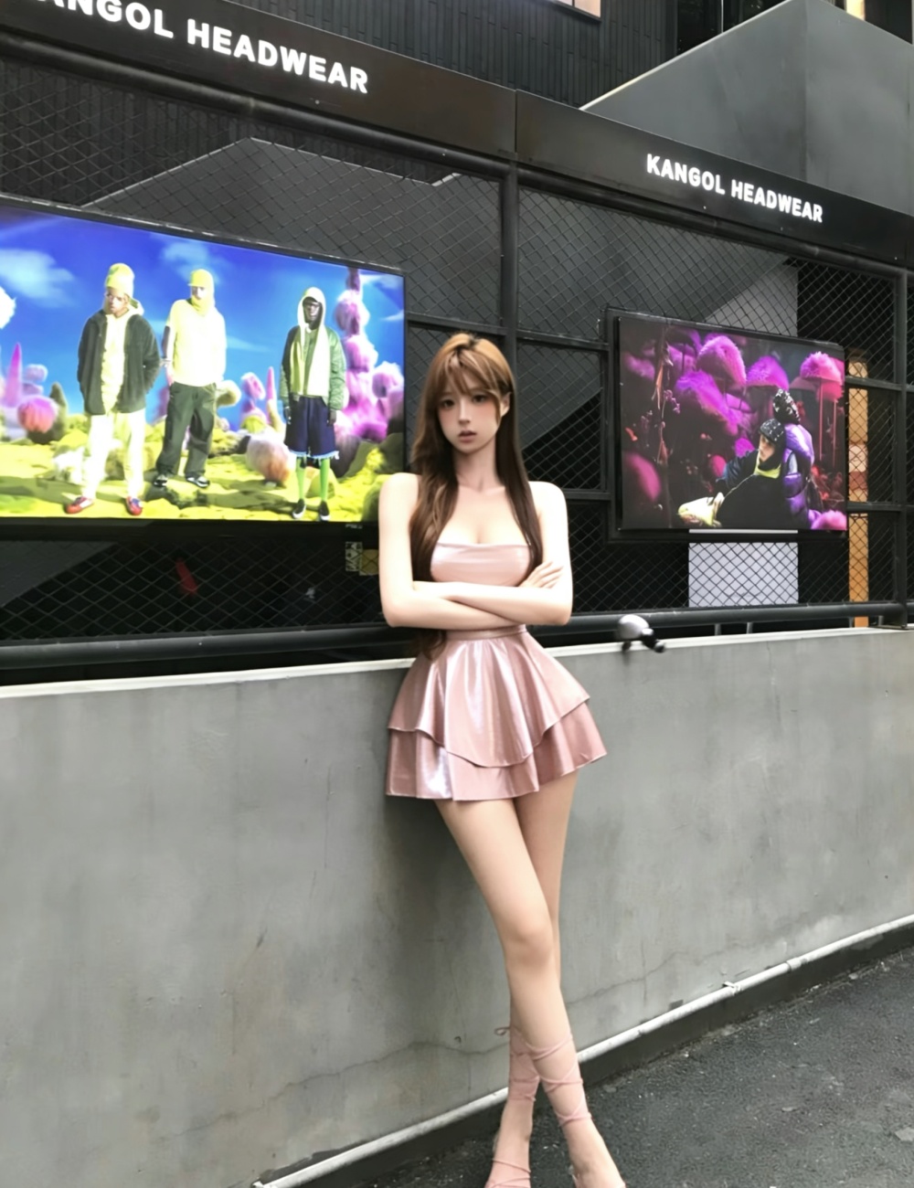 Bandage short halter pink sling dress for women