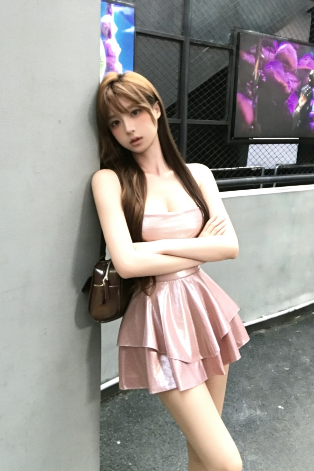 Bandage short halter pink sling dress for women