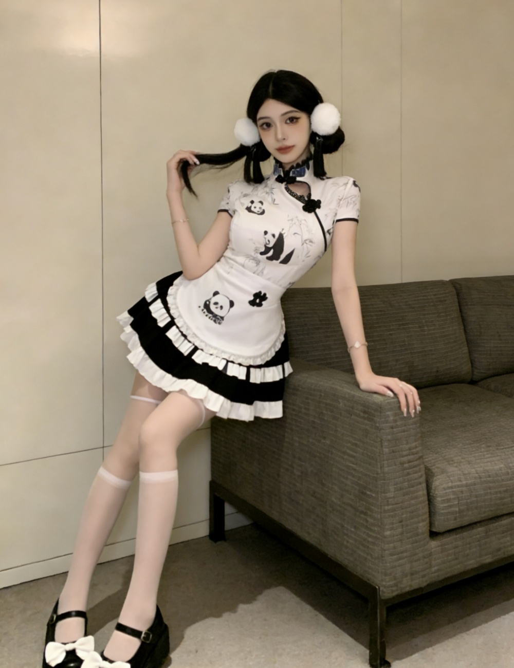 Fashion skirt lotus leaf edges tops 3pcs set for women