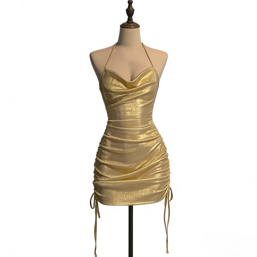 Halter purple bar gold sexy dress for women