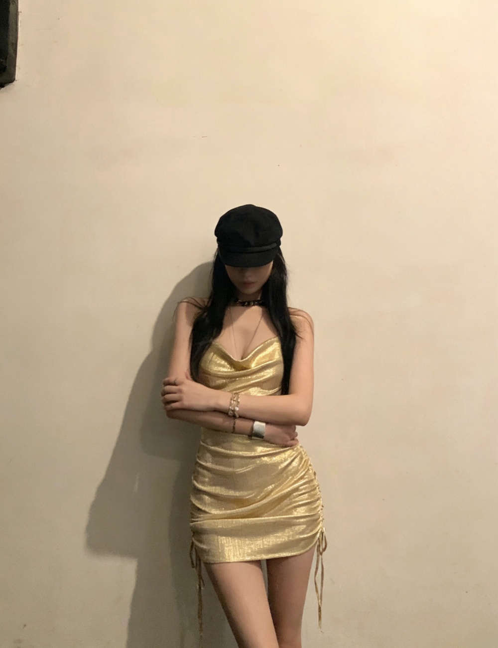 Halter purple bar gold sexy dress for women