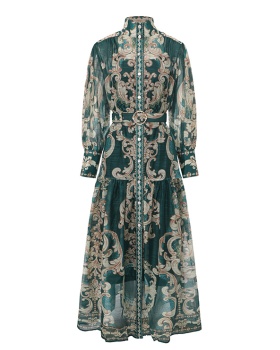 Long spring court style corset printing classical dress