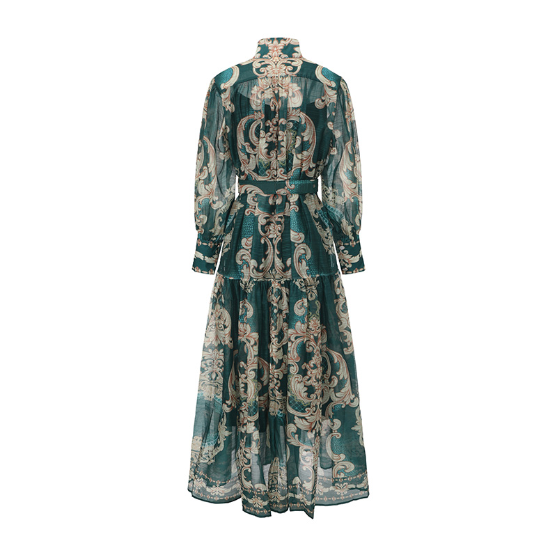 Long spring court style corset printing classical dress