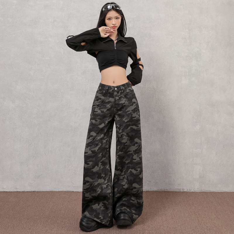 Casual work clothing camouflage long pants for women