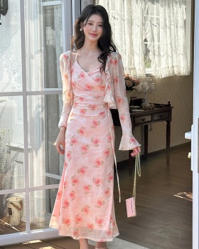 Enticement dress stereoscopic long dress a set