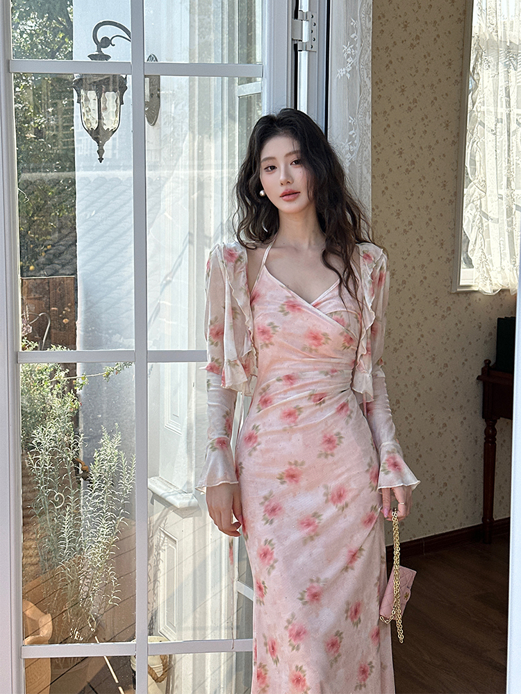 Enticement dress stereoscopic long dress a set