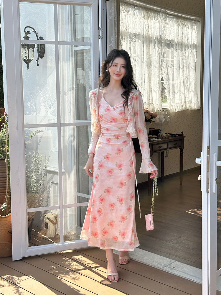 Enticement dress stereoscopic long dress a set