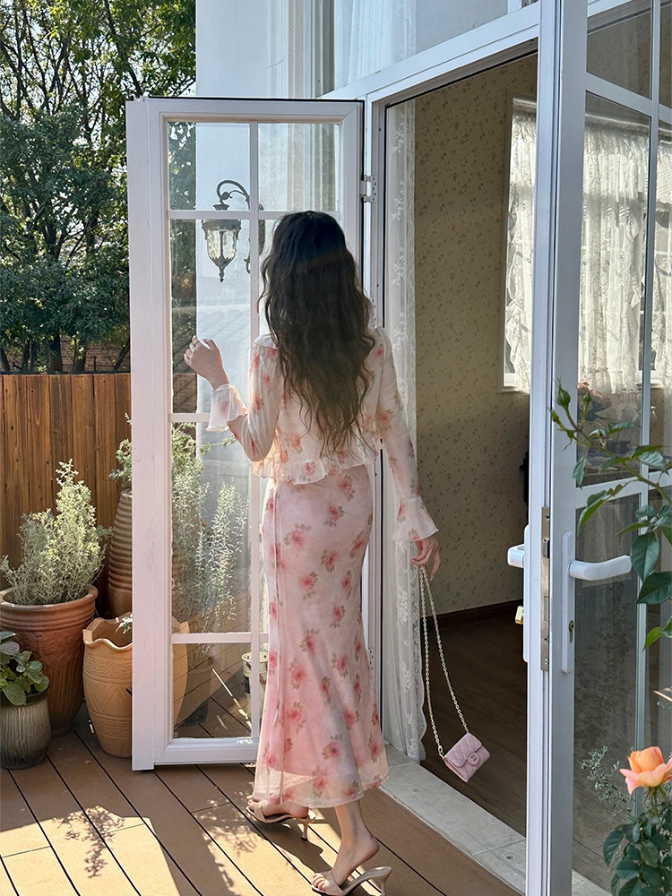 Enticement dress stereoscopic long dress a set