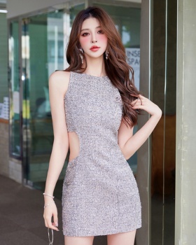 Sleeveless sexy chanelstyle hollow enticement dress