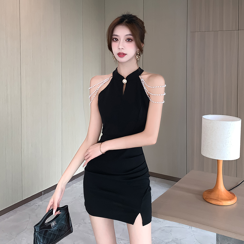 Spicegirl slim dress strapless pearl cheongsam