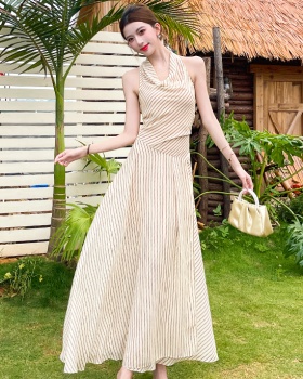 Sleeveless dress vacation long dress 2pcs set for women