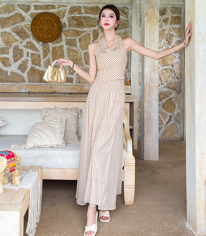 Sleeveless dress vacation long dress 2pcs set for women