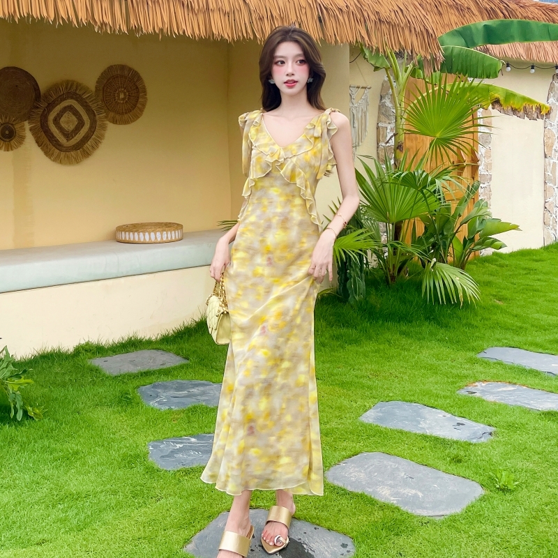 Temperament long dress vacation dress for women