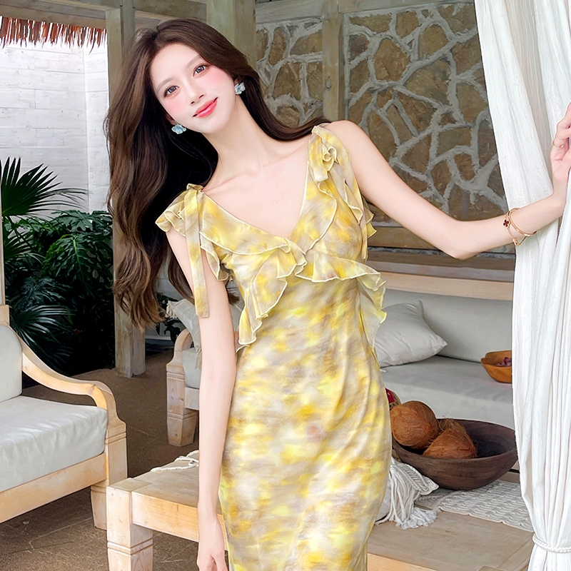 Temperament long dress vacation dress for women