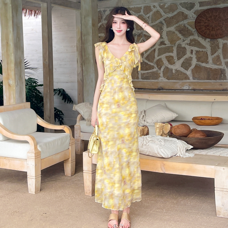 Temperament long dress vacation dress for women