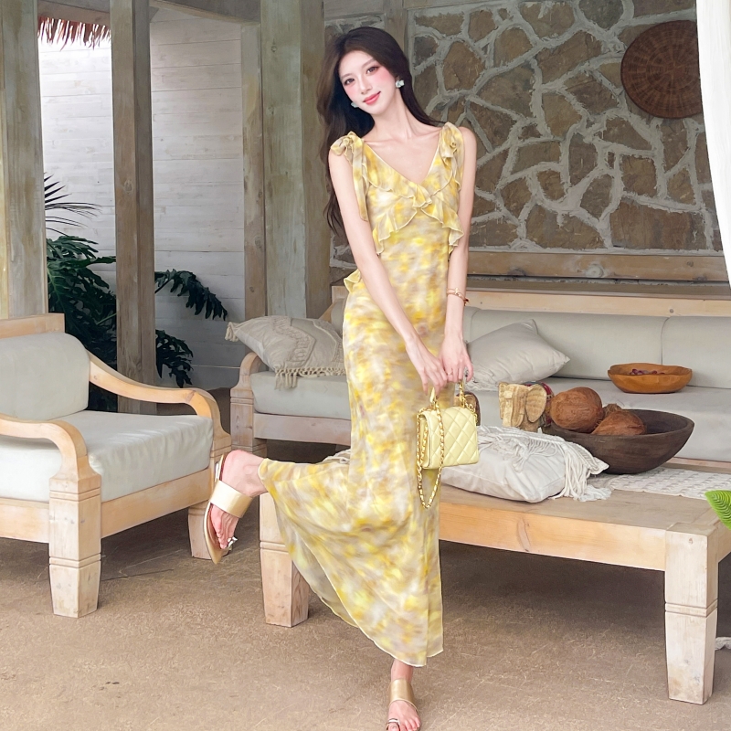 Temperament long dress vacation dress for women
