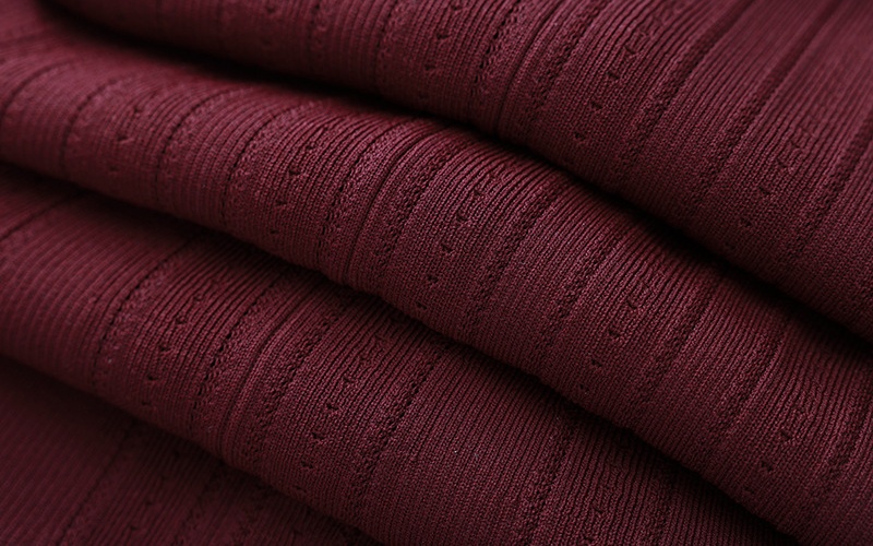 A-line denim split long dress V-neck knitted dress