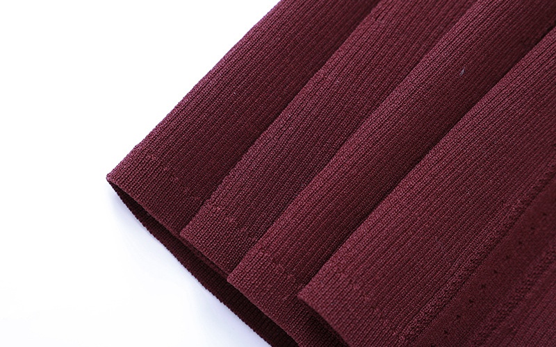 A-line denim split long dress V-neck knitted dress