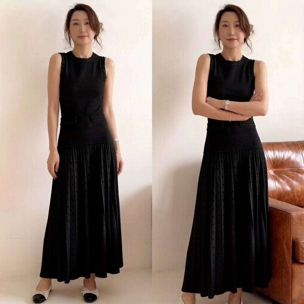 European style long dress sleeveless dress for women