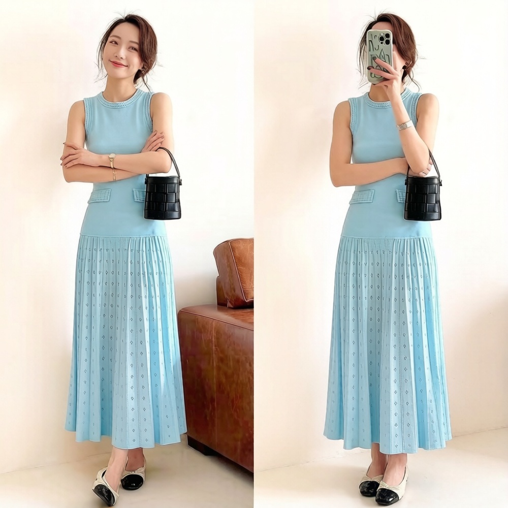 European style long dress sleeveless dress for women