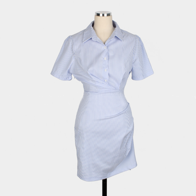 Stripe small fellow shirt slim spring and summer dress