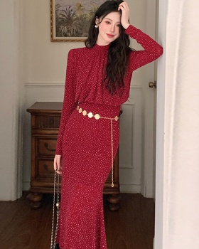 Spring with belt temperament fashion mermaid dress