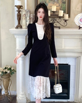 Lace France style black Hepburn style dress