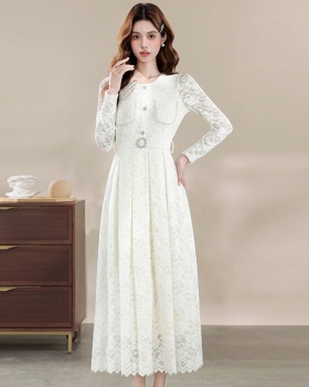 Autumn temperament long dress lace evening dress for women