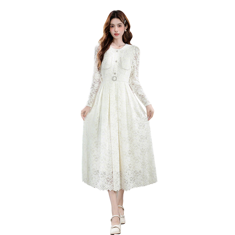 Autumn temperament long dress lace evening dress for women