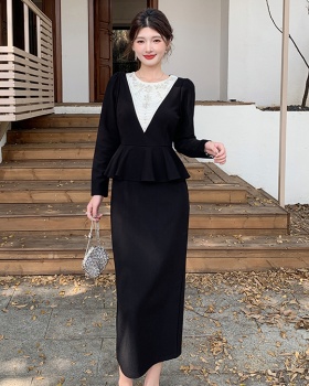 Ladies beading temperament show young splice dress