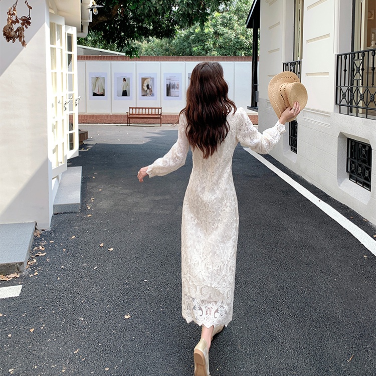 Small fellow lady slim dress long sleeve tender long dress