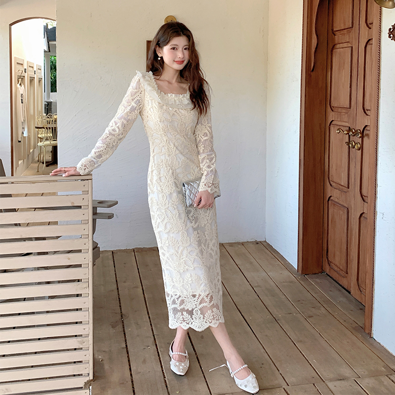 Sexy ladies dress lotus leaf edges elegant long dress