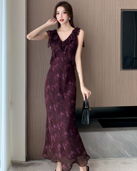 Chiffon small fellow temperament sleeveless dress for women