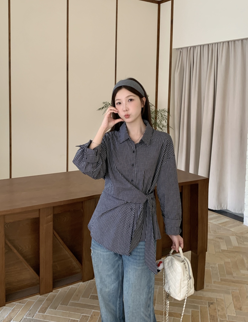 Niche irregular tops spring bandage shirt for women