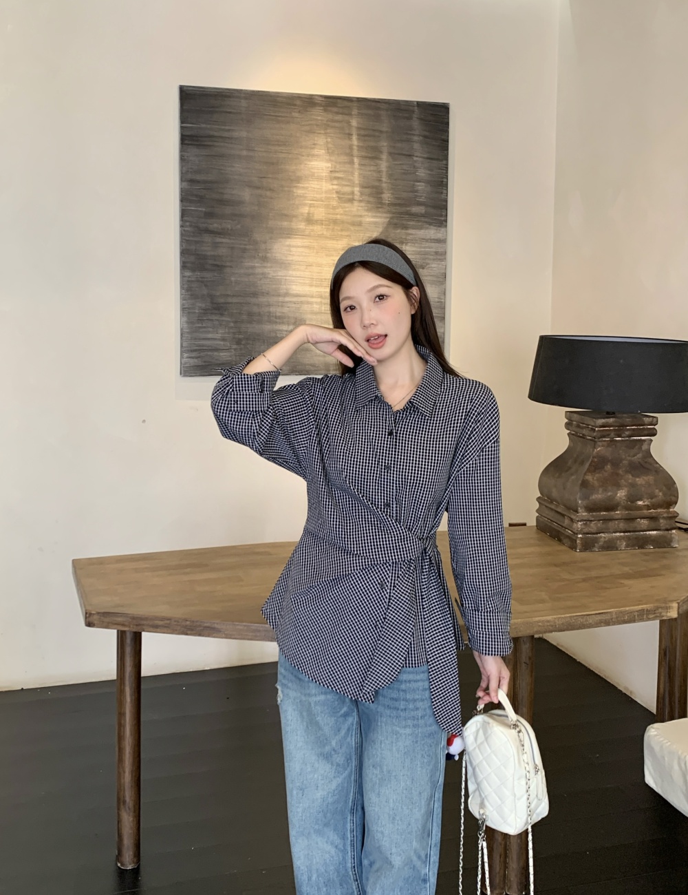 Niche irregular tops spring bandage shirt for women