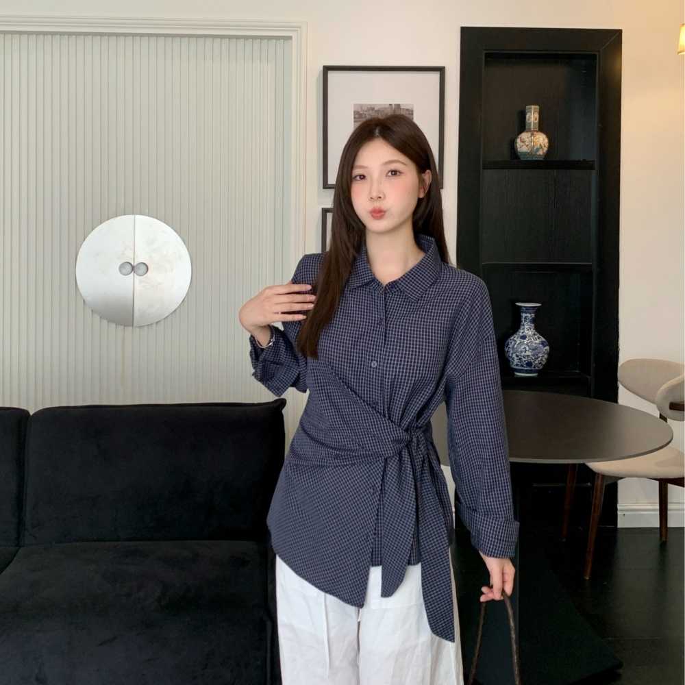 Niche irregular tops spring bandage shirt for women