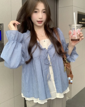 Korean style Pseudo-two show young frenum tops